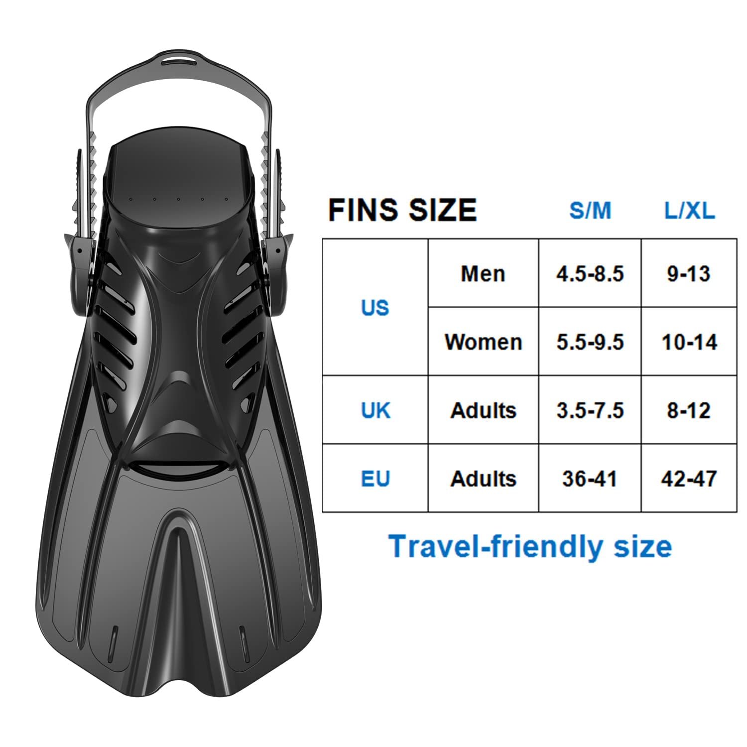 F13 open heel fins size